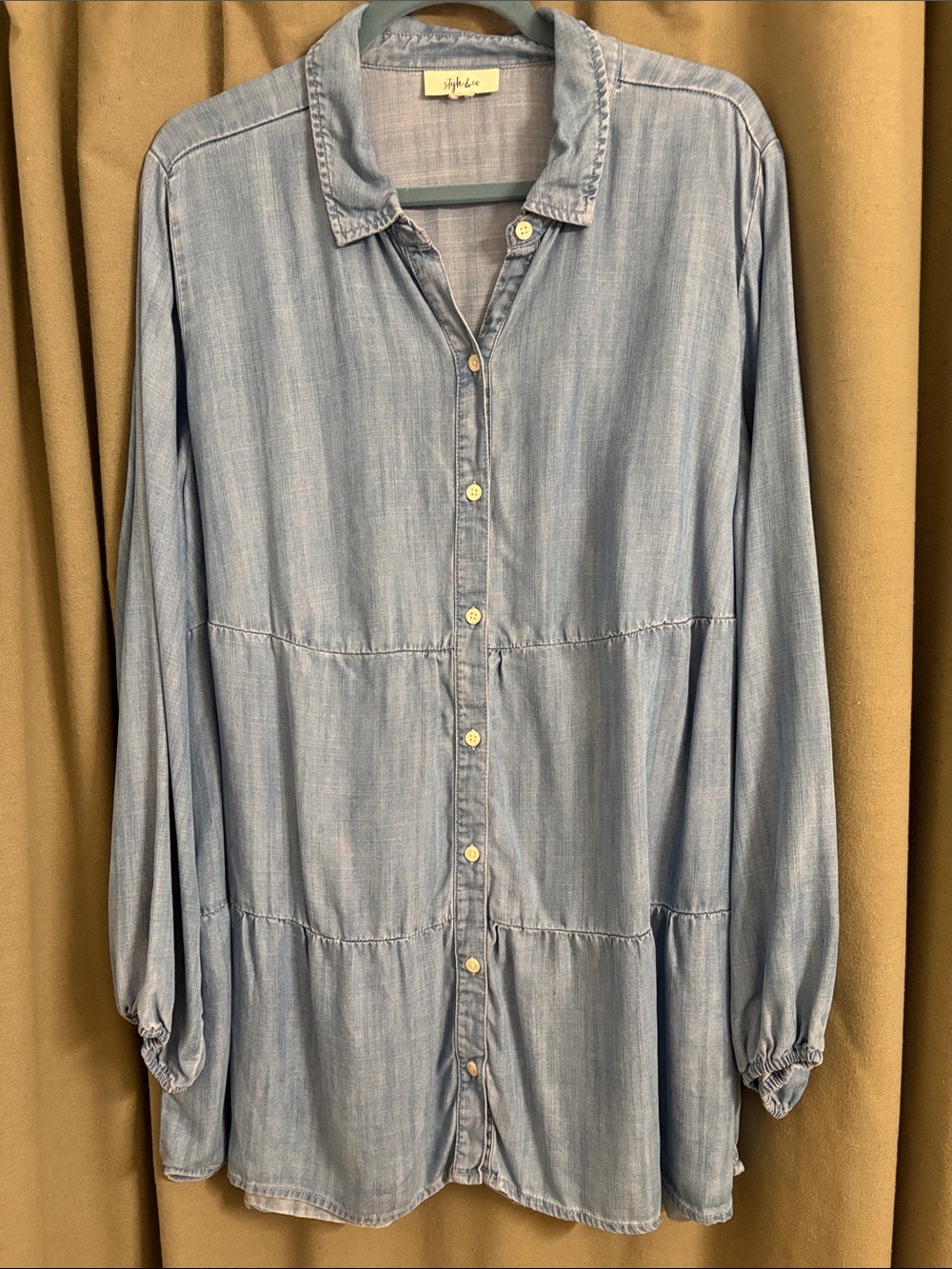 Style & Co. Light Blue Button-Front Tunic